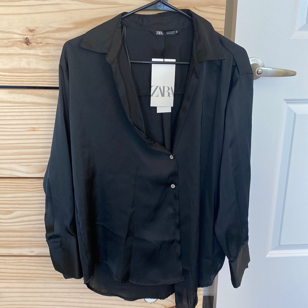 Zara black long sleeve blouse